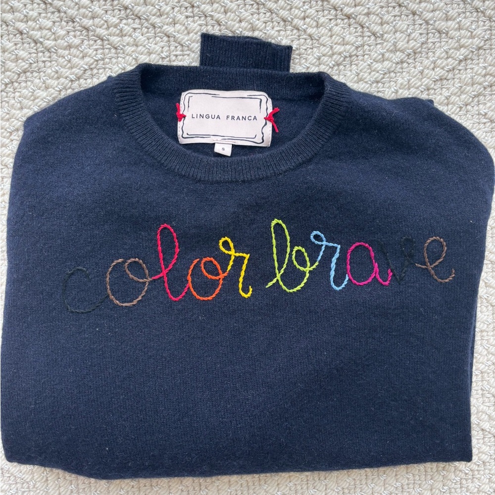Lingua Franca Embroidered Cashmere Sweater s
